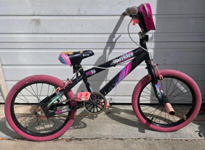 Kent Sparkles 20" BMX Bike, Single Speed, Caliper Brakes, Handlebars Bag, Pink Tires, Pegs