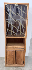 Oak Display Cabinet with Glass Doors, 72"x30"x16", 3 Shelves, Dual Door Design
