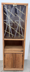 Oak Display Cabinet with Glass Doors, 72"x30"x16", 3 Shelves, Dual Door Design