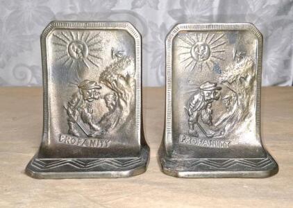 (1) Pair Of Antique Golf-Themed "Profanity" Bookends By Connecticut Foundry Co.