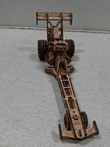 Laser-Cut Wooden Dragster Model Kit, Moving Parts