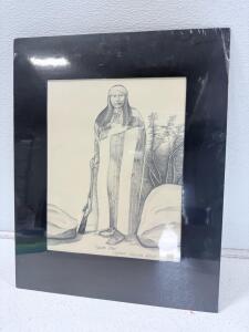 Paula Beck "Apache Man" Limited Edition Signed Lithograph Print 378/1000 Framed 1993