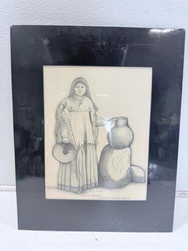 Paula Beck Signed Limited Edition Print "Apache Woman" 1993, 571/1000, Framed Art