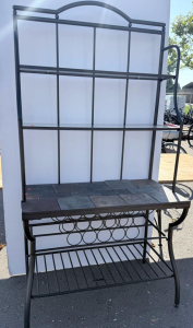 Metal Baker's Rack with Slate Tile Top, 4 Shelves, Wine Storage, 73.2" H x 30.3" W x 15.8" D