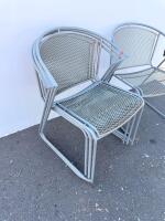 (4)Stackable Metal Mesh Patio Chairs with Armrests, Silver, Outdoor/Indoor, - 2