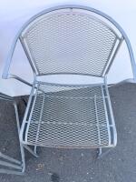 (4)Stackable Metal Mesh Patio Chairs with Armrests, Silver, Outdoor/Indoor, - 4