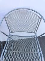 (4)Stackable Metal Mesh Patio Chairs with Armrests, Silver, Outdoor/Indoor, - 5