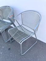 (4)Stackable Metal Mesh Patio Chairs with Armrests, Silver, Outdoor/Indoor, - 6