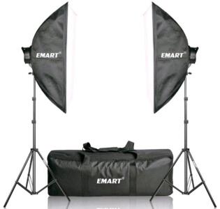 Emart Softbox Photography Lighting Kit W/ Tripods, Reflectors & Travel Bag, W/O Lights (stock photo used)