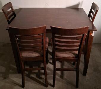Counter Height Espresso Dining Table Set with 4 Ladder-Back Chairs