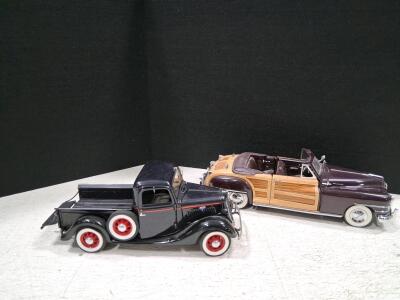 1:24 Scale 1934 Ford Pickup & 1948 Chrysler Woody Convertible Die-Cast Model Cars