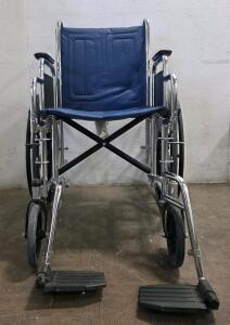 Invacare Tracer EX2 Manual Wheelchair, 18" Seat, Blue Vinyl, Folding Frame, Swing-Away Leg Rests
