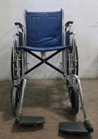 Invacare Tracer EX2 Manual Wheelchair, 18" Seat, Blue Vinyl, Folding Frame, Swing-Away Leg Rests