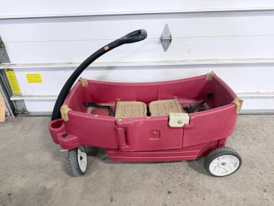 Step2 Wagon for Two Plus &ndash; Red Tandem-Seating Children's Pull Wagon with Seat Belts and Storage