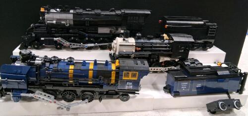 LEGO Custom Steam Locomotive Collection &ndash; 3 Engines, 2 Tenders, Unique Decals, Display Models