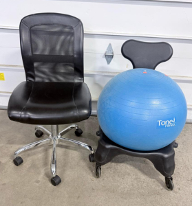 Office Chair Swivel Black Mesh & Tone Fitness Exercise Ball Chair with Back Support