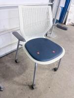(5)KFI Seating Kool Stack Chair with Casters, Sky Blue Seat, White Perforated Back, Silver Frame - 3