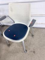 (5)KFI Seating Kool Stack Chair with Casters, Sky Blue Seat, White Perforated Back, Silver Frame - 4