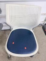 (5)KFI Seating Kool Stack Chair with Casters, Sky Blue Seat, White Perforated Back, Silver Frame - 6