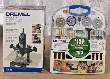 (1) Dremel Plunge Router Attachment 335-001, W/O Tool & (1) Dremel 160-Piece All Purpose Acessory Kit