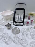 Assorted KitchenAid Dish Rack, Glass Teacup Set, Teapot, Colander, Plates, Rev-A-Shelf Lot - 3