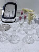 Assorted KitchenAid Dish Rack, Glass Teacup Set, Teapot, Colander, Plates, Rev-A-Shelf Lot - 8