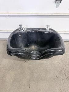 Black Salon Shampoo Bowl with Faucet and Sprayer, Wall-Mounted