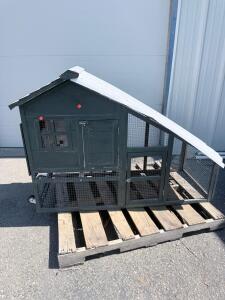 Large Wood Chicken Coop with Metal Roof, Wheels, Dual Access Doors, 6x3x4ft, Holds 3-5 Chickens