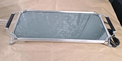 (1) Salton HOTRAY Glass- Food Warming Tray, Silver/Black, 25&rdquo;