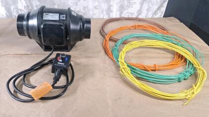 (1) Ipower Vent Fan, Model GLFANXINLINEEXPC4l, W/ Speed Controll Switch & (4) Small Rolls Of Electrical Wiring