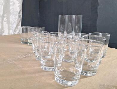 Lot Of (13) Low Ball Glasses & (3) Champagne Glasses