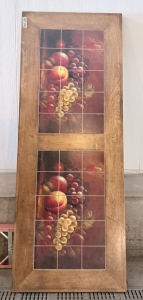 Decorative Ceramic Tile Panel with Fruit Still-Life in Wooden Frame