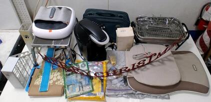 Keurig K-Classic Coffee Maker, Conair Myo-Therapy Massager, and Assorted Household Items