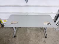 Flip-Top Training Table, 60"x24", Silver Frame, Laminate Top, Casters, Cable Cutouts - 3