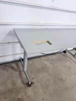 Flip-Top Training Table, 60"x24", Silver Frame, Laminate Top, Casters, Cable Cutouts - 5