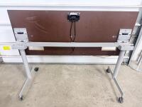 Flip-Top Training Table, 60"x24", Silver Frame, Laminate Top, Casters, Cable Cutouts - 7