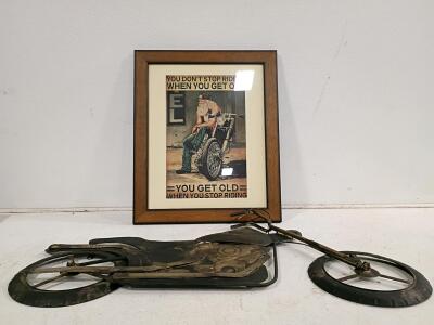Chopper Motorcycle Metal Wall Art & Framed Print 19.5"x23.5"