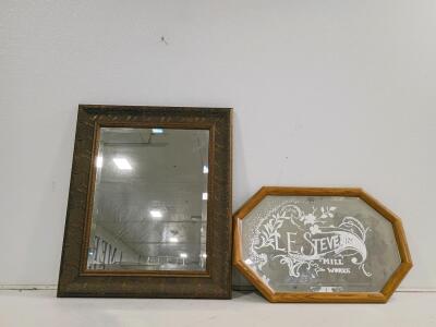 Rectangular Ornate Decorative Wall Mirror (Vintage) & Framed Mirror 22 x 26.5