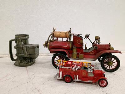 1914 Ford Model T Fire Truck Diecast, Chicago Fire Dept. 1920s Model, VK Tardel Carburetor Mug