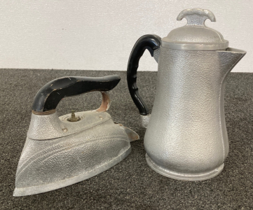 Antique Iron and Coffee Pot