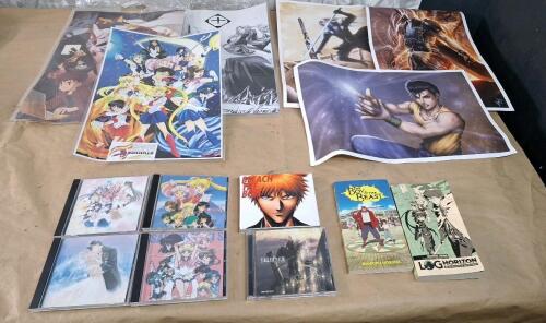 (4) Sailor Moon Cd's, (1) Poster & Assorted Anime Posters