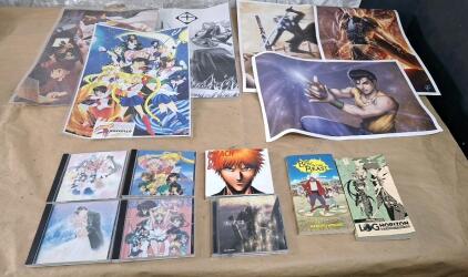 (4) Sailor Moon Cd's, (1) Poster & Assorted Anime Posters