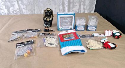 Lot Of Assorted Christmas & Halloween Decorations & Box Of Assorted Halloween Costume Clothing