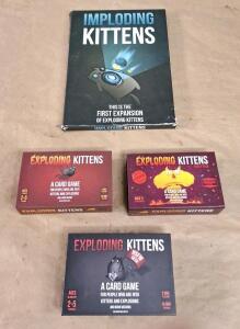 (3) Exploding Kittens Card Game Packs & (1) Imploding Kittens An Exploding Kittens Expansion Pack