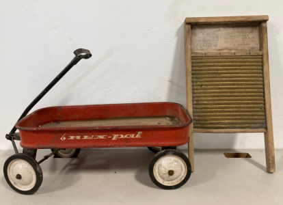 Rex-Pal Wagon And Vintage Washing Borad