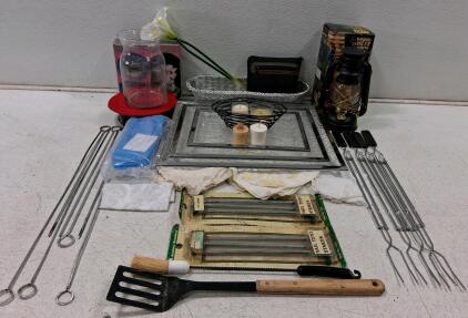 Dietz Lantern, Ace Hardware Tent Stakes, BBQ Tools, and Household Items