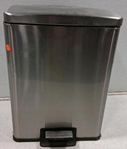 Stainless Steel, Step-On Trash Can, Rectangular, Foot Pedal