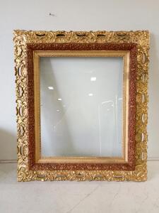 Large Ornate Baroque Style Gold Picture Frame, 30"x33.5" for 19"x23" Art with Glass & Wire