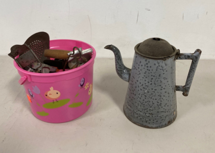 Antique Kitchenware And Tea Pot