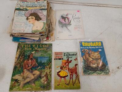 Vintage Comics, Sheet Music & Magazine Lot &mdash; Classics Illustrated, Dell, Etude, 1932&ndash;1950s, 35+ pcs